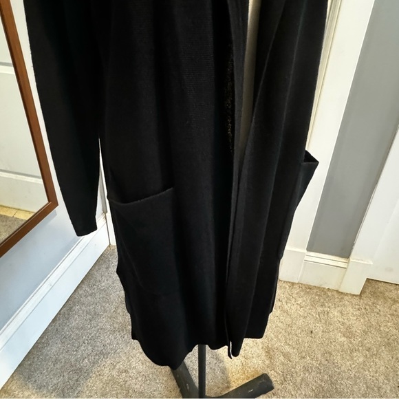 J. Crew Black Knit Open front long duster cardigan Small S - Picture 5 of 11